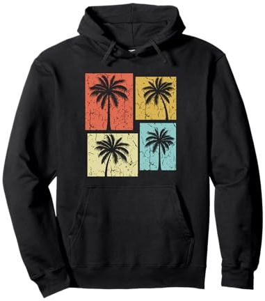 Vintage Palm Tree Sunset Palm Tree Tropical Retro Palm Trees Pullover Hoodie