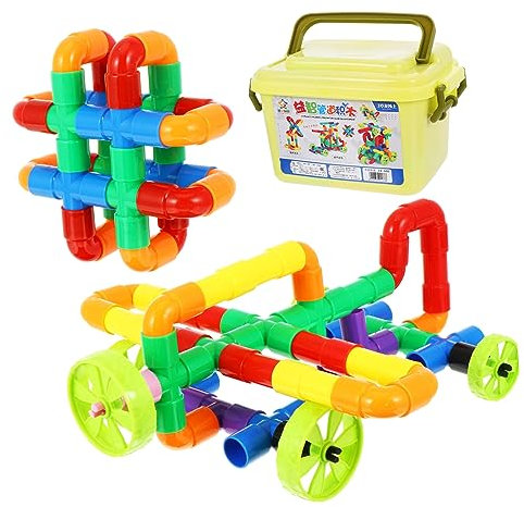 FELTECHELECTR Baustein-lernspielzeug-Set Stapelspiele Spielzeug Für Kinder Kinderblöcke Spielzeug-aufbewahrungsbox Farbaufkleber Fördert Die Kreativität Farbe