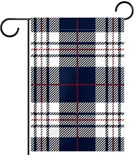 Fahnenkette Flaggen Blau-Weißes Plaid Flaggen Wetterfeste Fahnen Polyester Flagge Für Hof Dekoration Feiern 30X45Cm