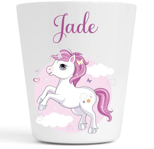 Gobelet en Plastique pour Enfants | Gobelet Personnalisé avec Nom |Verre Plastique Incassable Personnalisé (Licorne Jade)