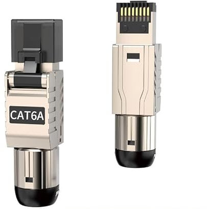 ZOERAX Lot de 2 connecteurs CAT8 RJ45 (40G/2000MHz) - Connecteurs sans outil - Double blindage pour câbles LAN blindés 22-24AWG - Compatible avec Cat6A/Cat7 - Protection PoE+ et EMI