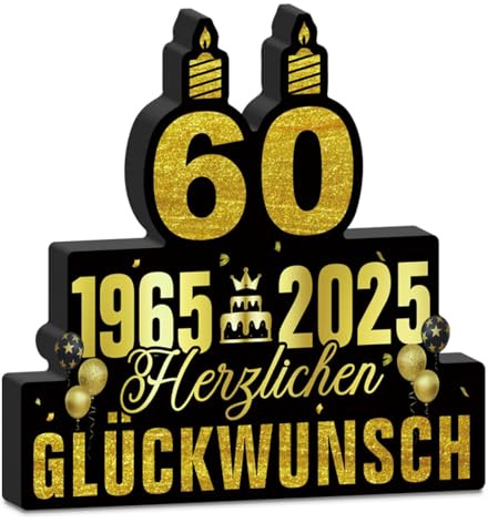 Putuo Decor Geburtstag Tischdeko Schwarz Gold – Herzlichen Glückwunsch Party Dekoration 60 Jahre Jubiläum für Männer Frauen