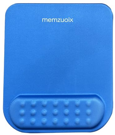 memzuoix Tapis de Souris Ergonomique avec Support pour Poignet, Mousse à Mémoire Premium pour Soulagement de la Douleur, Base Antidérapante en PU pour Un Contrôle Stable et Fluide - Bleu Cola