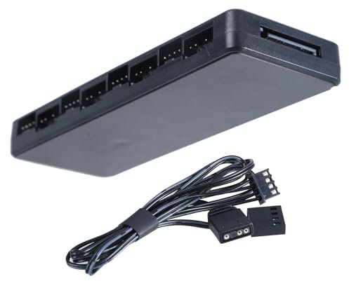 SELVFZ ARGB PWMs Fan Hubs Controller With 8 Port SATAs Power Input And Remote For PC Case Cooling ARGB PWM Fan Hub