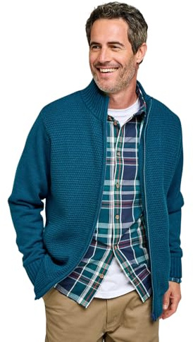 Pegasus Men's Sherpa Lined Tuck Stitch Zip Jacket With Pockets Heavyweight Thermal Knit