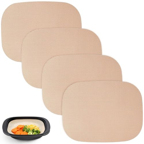4 Stück Dauerbackfolie Backpapier Wiederverwendbar für Thermomix TM7 Varoma, Antihaft Backunterlage Backunterlage, Hitzebeständig bis 250 °C, Spülmaschinengeeignet, Zubehör für TM7 Varoma
