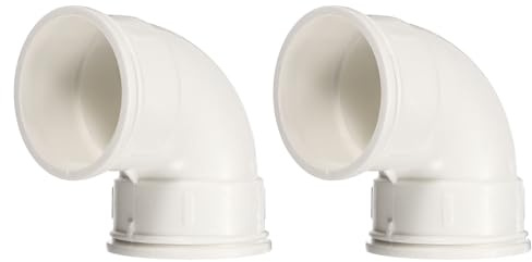 Nexarelle 2pcs PVC 90 Degree Elbow Bend (2 / 50mm ID, White) - Round Plastic Duct Connector Ducting Coupling, Fits Air Ventilation Pipe Exhaust Drain Waste DWV Systems