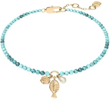 Fossil JA7319710 Damen Armband Messing Gold blau Acrylperlen 19,5 cm