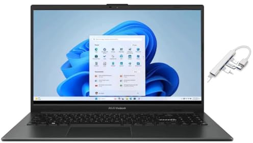 ASUS Vivobook Go 15 15.6” FHD Laptop|AMD Ryzen 5 40|AMD Radeon Graphics|Webcam|Numeric Keypad|Mixed Black| 8GB RAM DDR5 | 512GB SSD |Windows 11 Home |Bundle with USB 3.0 Hub
