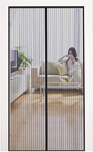 MYCARBON Fliegengitter, 140 x 240 cm, Magnetverschluss, ultradünnes Netz, Fliegengitter, Schiebevorhang, Fliegenschutz, Installation ohne Bohren, mit Klebeband, Schwarz