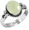 Jeweloporium Grüner Prehnit Silberring Größe 50 (15,9), 925 Sterling Silber Ring für Damen, Echter ovaler Stein Handgefertigter Schmuck