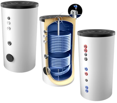 Neue Generation 400 Liter Solarspeicher, Warmwasserspeicher mit 2 elliptischen Wärmetauschern