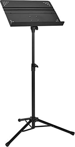Amazon Basics Professionelles Faltbares Orchester-Notenständer, Höhenverstellbar Von 79.7 Bis 139.9 cm, Steh- Und Sitzverwendung, Dreibeinstativ, Kompakt Und Transportabel, Schwarz