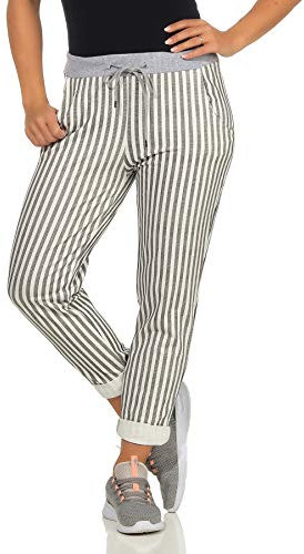 GRINGO Damen Sweatpants Boyfriend Freizeithose Jogginghose Sporthose One Size (Schwarz gestreift)