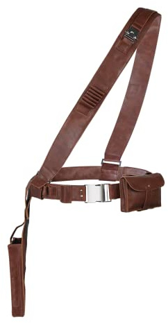 Han Solo Kostüm Gürtelholster braunes Leder verstellbarer Schultergurt Taille für Erwachsene Männer Cosplay Halloween Zubehör, Brauner Ledergürtel, M (Waist 37-41.7)