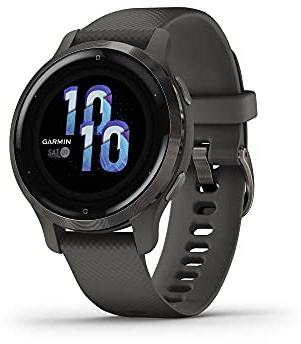Garmin Venu 2S, Smaller-Sized GPS Smartwatch with Advanced Health Monitoring and Fitness Features, Slate Bezel with Graphite Case and Silicone Band, (010-02429-00)