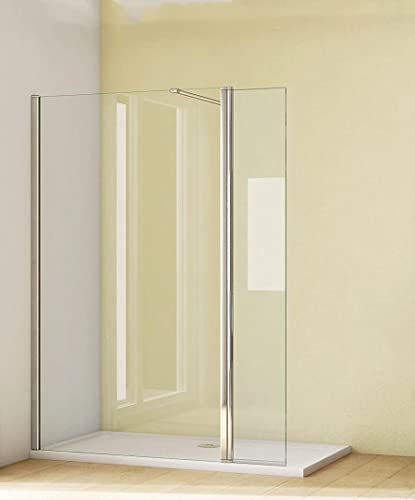 Acezanble Walk in Dusche 140x200cm Duschabtrennung Seitenwand Duschwand mit Flipper Panel