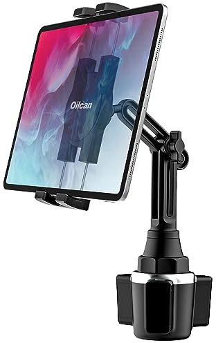 Oilcan Getränkehalter Autohalterung Tablet Halterung, KFZ Tablet Handyhalter Becherhalter mit verstellbarem Arm, LKW Cupholder Holder für iPad Pro Air Mini, Galaxy Tab, iPhone 13 Pro Max (4-12.9)
