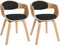 CLP Lot de 2 chaises ergonomiques Kingston, fauteuils Dossier Enveloppant, Structure Bois, Charge Max. 150 kg, Couleur:Nature/Noir, Couleur du Cadre:Natura