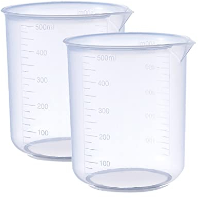 SKYPRO 2 Bicchieri di Miscelazione in Resina da 500 ml, Misurini Liquidi per Alimenti, Uso in Laboratorio