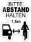 Spreadshirt Bitte Abstand Halten 1,5 m Straßenverkehr Überholen Sticker, max. 10 x 10 cm, 10 x 10 cm, Mattweiß