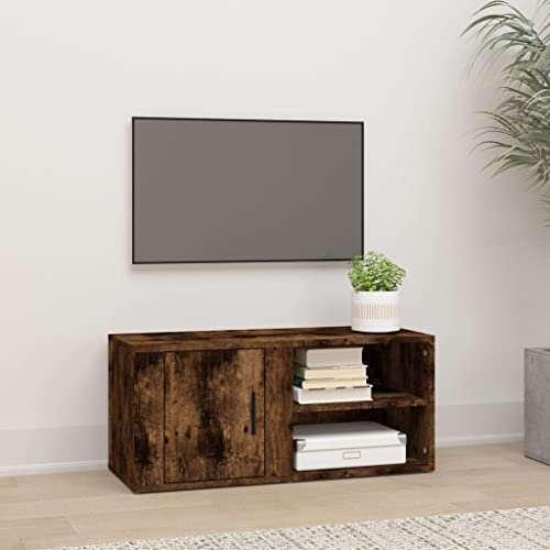Youuihom TV-Tische, HiFi-Schränke, TV-Möbel, TV-Media-Konsole, TV-Schrank Räuchereiche 80x31,5x36 cm Holzwerkstoff Geeignet für Schlafsäle, Wohnungen, Villen, Schlafzimmer, Wohnzimmer, Stuben