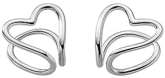 Reffeer Ohrringe aus massivem 925er-Sterlingsilber, Herz, ohne Piercing, für Damen, Ohrringe, Herz-Ohr-Manschetten-Ohrringe, Clip-on-Ohrringe (A-Silber)