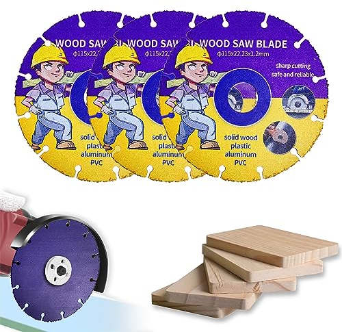 Kizaten 3Pcs Trennscheibe für Holz,115 mm Carbide Multi Wheel Trennscheiben,Kreissägeblatt Flexscheibe Trennscheibe für Winkelschleifer für Holzplatten,Lackfreie Platten,Gummi,Kunststoff,Stahlnägel