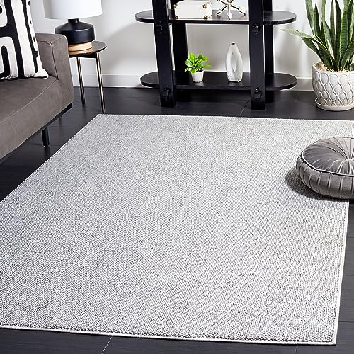 Safavieh Zeitgenössische Teppich für Wohnzimmer, Esszimmer, Schlafzimmer - River Collection, Kurzer Flor, Grau, 152 X 229 cm