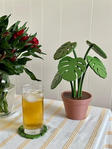 Dessous de verre en forme de cactus imprimé en 3D, plantes artificielles d'intérieur, dessous de verre à feuilles magnétiques, ensemble de dessous de verre de plantes tropicales, dessous de verre à fa