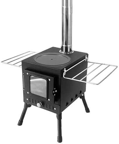 YIWEOG Holzofen für Camping im Freien, Brennholzofen, Edelstahl, Faltbarer Heizer mit Zeltfeuer, Fenster, Terrassenkamin, Kochen am Lagerfeuer, ideal für Picknicks