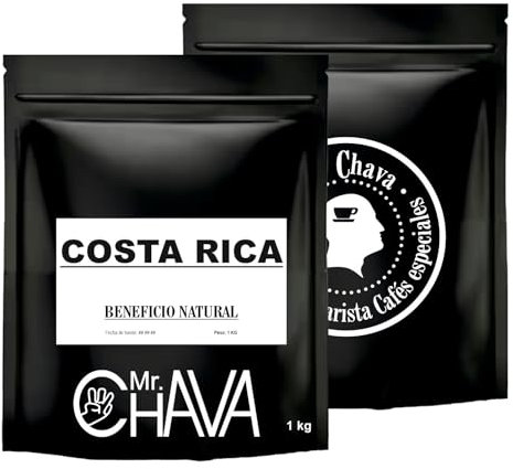 Pack Café Selección Brasil-Colombia-Costa Rica-Etiopía | Café de Especialidad | En Grano | Tueste Natural y Artesanal | Paquetes de 250gr | Café para regalar (4 Packs de 250g, Costa Rica)