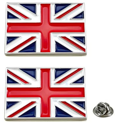 Lesonwo Red Union Jack Flag Pin Badge, 2 Pack, 30mm x 20mm
