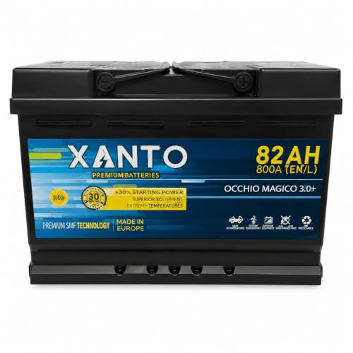 Batteria Auto 82Ah 800A 12V SMF con Occhio Magico, Formato L3, Dimensioni 278 x 175 x 190 mm, Batteria Avviamento Senza Manutenzione per Auto e Veicoli Compatibili