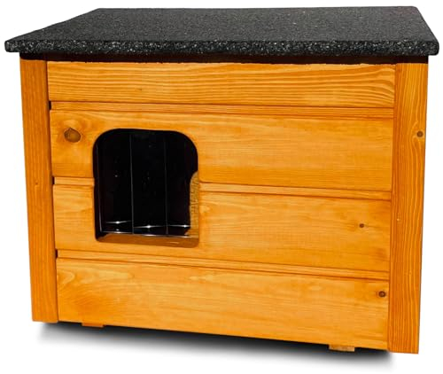 ARPON Outdoor Katzenhaus - Katzenhütte Winterfest isoliert - Katzenhäuschen für Draußen - Wetterfest Haus für Katze mit öffnbarem Dach - Größe des Hauses: 57 x 47 x 44 -Vollständig montierte