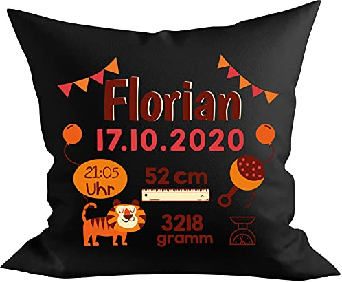EZYshirt Personalisiertes Kissen als Glückwunsch zur Geburt | Geschenke zur Geburt | Babygeschenk für Jungen und Mädchen