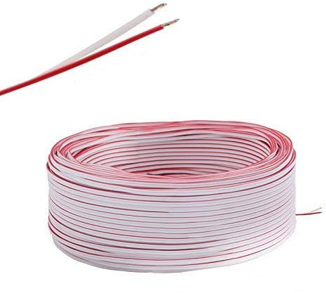 Cavo LED da 5 a 100 m, 2 x 0,35 mm², bianco/rosso, montaggio a 2 fili, in PVC, isolato, lunghezza da 1 a 100 m, a scelta (100 m)