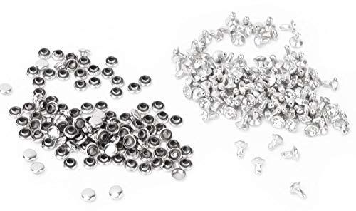 Lot de 100 Rivets en Cuir, en Cristal, Rivets décoratifs pour Loisirs créatifs et décoration (6 mm, Bord argenté + Diamant Blanc)