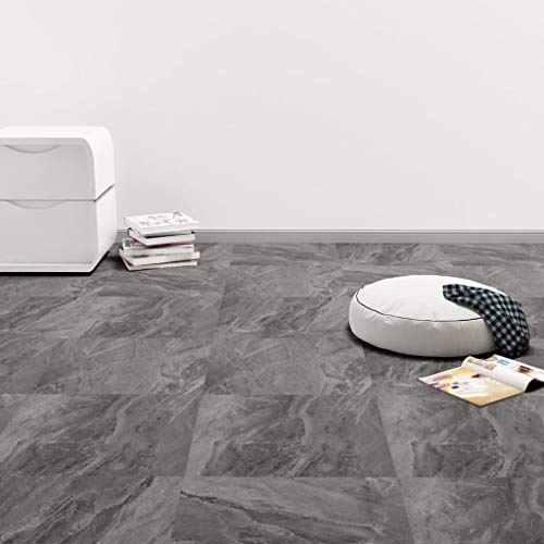 Tidyard PVC Laminat Dielen Selbstklebend rutschfest Wasserfest Vinylboden Bodenbelag Designboden Vinyl Boden Dielen Planken 5,11m² Schwarz mit Muster
