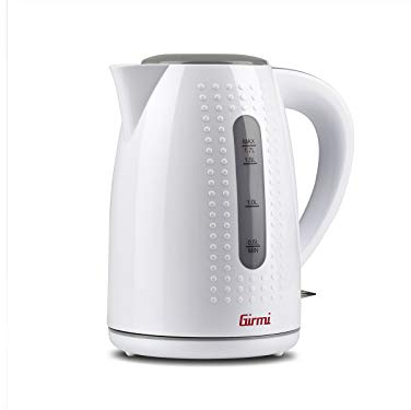 Girmi BL2201 Bollitore Cordless, 1.7 Lt, 2200 W, Resistenza nascosta, Base con rotazione 360°, Indicatore livello d'acqua, Bianco