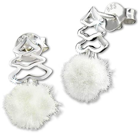 Teenie-Weenie Tannenbaum Pom Poms Ohrringe 925 Silber Kinder Ohrstecker SDO8554W Silber Ohrstecker