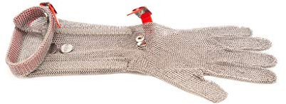 meshFlex Stechschutzhandschuh rot, Größe M (8), beidseitig tragbar, Stulpe 20 cm