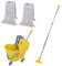 Abbey Professional Heavy Duty Kentucky Mop Handle and Bucket with two 450g Kentucky Mop Heads – Commercial Mop and Bucket Set for Cleaning Hard Floors - Kentucky Mop Bucket 25L – Yellow