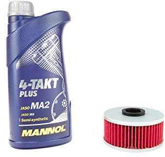Motoröl Ölfilter HF144 Set SAE 10W-40 1 Liter für Yamaha FZR 600 XJ 600 550 650 700 750 900 XS 250 360 400 YX 600