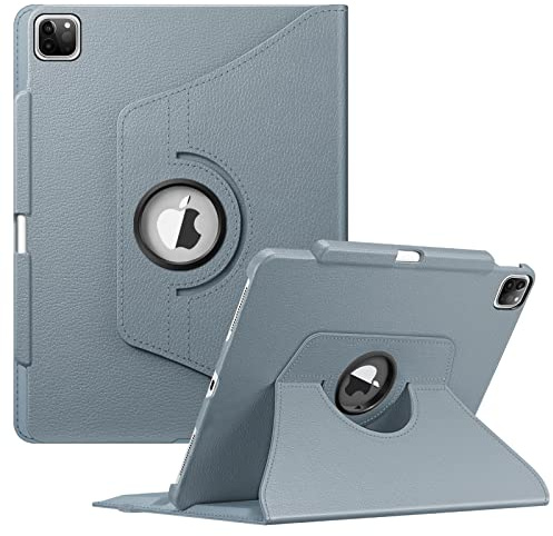 Fintie Custodia per iPad Pro 12.9 pollici 6° generazione 2022/iPad Pro 12.9 2021/2020/2018 con portapenne, custodia protettiva con supporto girevole a 360° e funzione Auto Sleep/Wake, colore: Blu