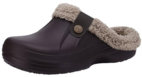 Beslip Classic Fur Lined Clog Waterproof Winter House Slippers for Women, Walnut Women Size 7.5-8.5