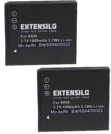 EXTENSILO 2x batteria compatibile con Panasonic Lumix DMC-FX33, DMC-FX35, DMC-FX37 fotocamera digitale DSLR (1000mAh, 3,7V, Li-Ion)