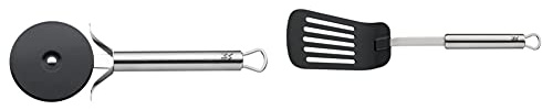 WMF Profi Plus Pizzaschneider 19,8 cm, Teigrad beschichtet, Pizzaroller & Profi Plus Pfannenwender Kunststoff 32,2 cm, Cromargan Edelstahl teilmattiert, Kunststoffvorderteil
