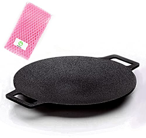 KOREAC Koreanischer Grill, antihaftbeschichtet, natürliches Material, runde Größe 36.1 cm, runde Grillpfanne 36.1 cm + Tasche: Wir können sie zu Hause oder draußen verwenden. Hergestellt in Korea.