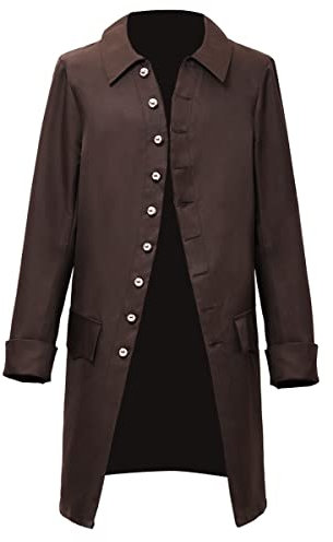 BLESSUME Abrigo retro vintage para hombre, chaqueta de disfraz de manga larga (marrón 1, XL)